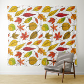 Tenture Feuilles d'automne en blanc (En situation (horizontale))