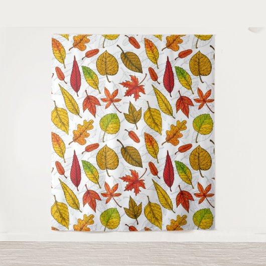 Tenture Feuilles d'automne en blanc (Devant)