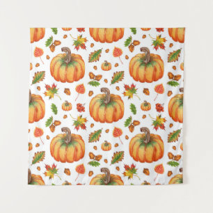 Tenture Feuilles d'automne, glands : motif d'aquarelle.