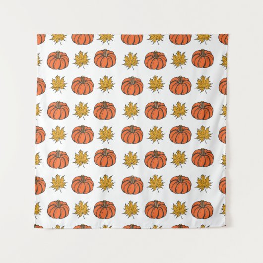 Tenture Feuilles d'automne : Motif Citrouille à main (Devant)