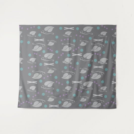 Tenture Feuilles d'automne Motif Gris coloré (Devant (Horizontal))