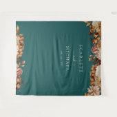 Tenture Feuilles d'automne sarcelle (Devant (Horizontal))