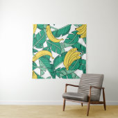 Tenture Feuilles de bananes : Motif Vintage blanc. (En situation (horizontale))