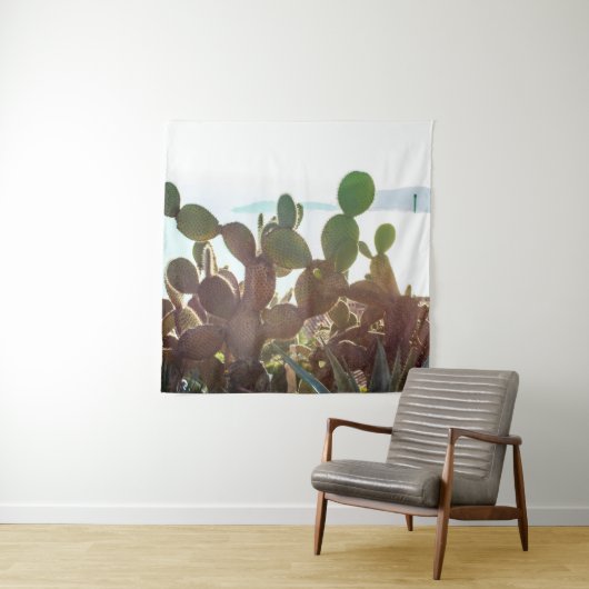 Tenture Feuilles de cactus. Plante extérieur avec lumière  (En situation)