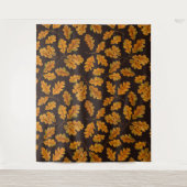 Tenture Feuilles de chêne automnal sur brun foncé (Devant)