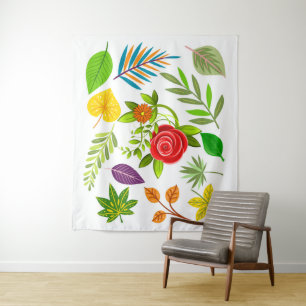 Tenture Feuilles de jungle en fleurs avec fleur botanique