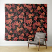 Tenture Feuilles de l'érable rouge d'automne sur fond noir (En situation (horizontale))