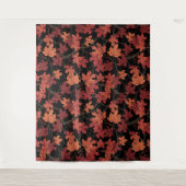 Tenture Feuilles de l'érable rouge d'automne sur fond noir (Devant)