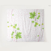 Tenture Feuilles d'érable vertes et pois roses (Devant (Horizontal))