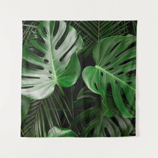 Tenture Feuilles et feuilles de palmiers verts (Devant)
