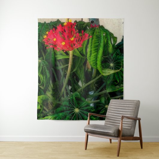 Tenture Feuilles et fleurs de plante de corail (En situation)