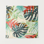 Tenture Feuilles et fleurs tropicaux : Motif dynamique (Devant (Horizontal))
