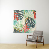 Tenture Feuilles et fleurs tropicaux : Motif dynamique (En situation)