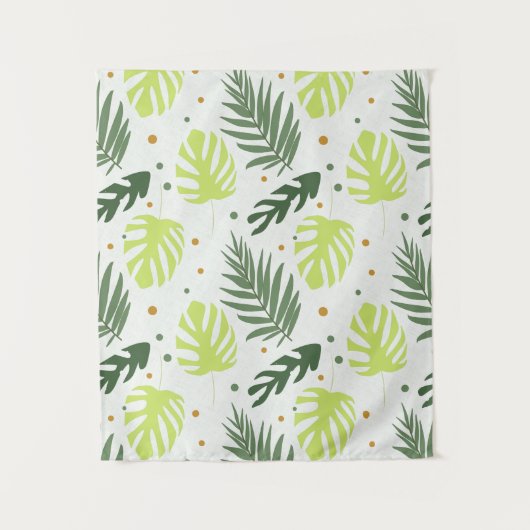 Tenture Feuilles et pois tropicaux sur la texture. (Devant)