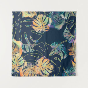 Tenture Feuilles exotiques peints à la main : motif sans c