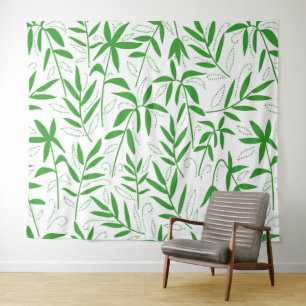 Tenture Feuilles japonais motif de bambou vert
