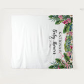 Tenture Feuilles Tropicales | Fête Prénatale Fille Florale (Devant (Horizontal))