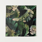 Tenture Feuilles Tropicales : Floraison d'Été Sans Couture (Devant (Horizontal))