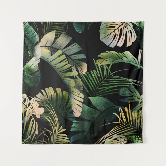 Tenture Feuilles Tropicales : Floraison d'Été Sans Couture (Devant)
