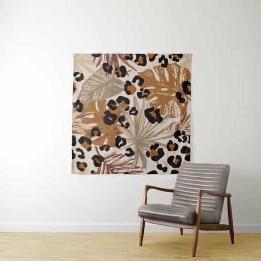 Tenture Feuilles tropicaux Abstraits et camoufle léopard g (En situation (horizontale))