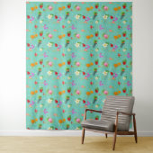 Tenture Feuilles tropicaux en Turquoise (En situation)