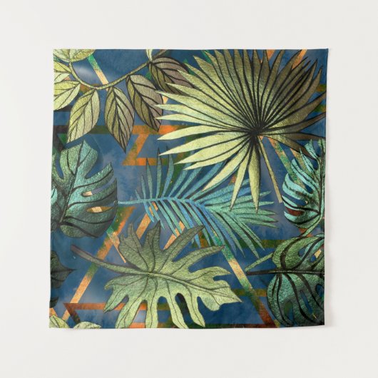 Tenture Feuilles tropicaux, formes géométriques motif (Devant)