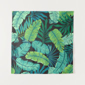 Tenture Feuilles tropicaux verts : motif vintage. (Devant (Horizontal))