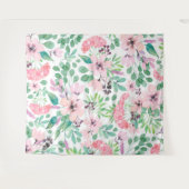 Tenture Feuilles vertes de fleurs roses Motif Fille Design (Devant (Horizontal))