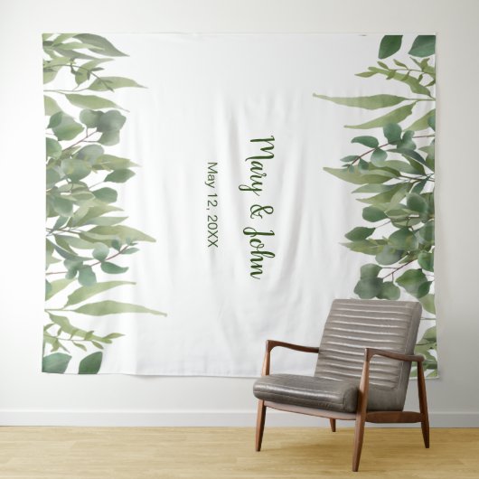 Tenture Feuilles Vertes Rustiques Feuillage Végétal Mariag (En situation (horizontale))