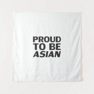 Tenture Fier d'être asiatique noir blanc typographie moder