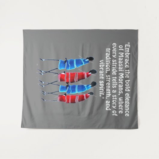 Tenture Fier Massaï Morans : Grand en bleu et rouge (Devant (Horizontal))
