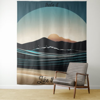 Tenture Fierce Minimaliste Monta plage Ocean Wave Logo -