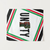 Tenture fierté noire drapeau rouge vert poing panafricain (Devant (Horizontal))