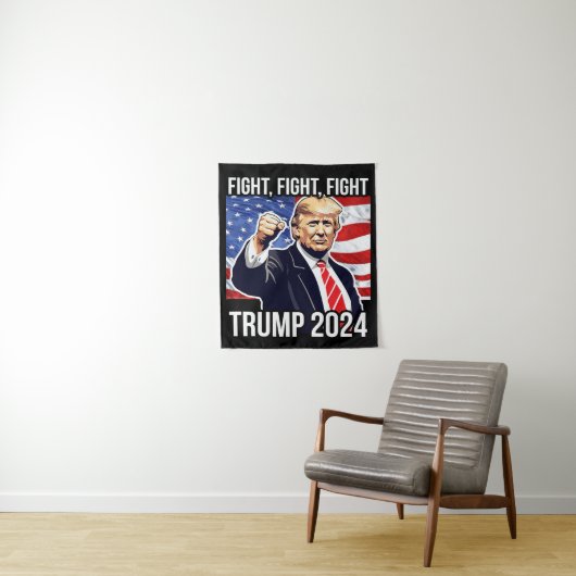 Tenture Fight Fight Fight Donald Trump 2024 American Flag (En situation)