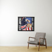 Tenture Fight Fight Fight Donald Trump 2024 American Flag (En situation (horizontale))