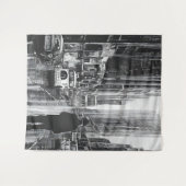 Tenture Figure dans la pluie noir et blanc - art (Devant (Horizontal))