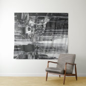 Tenture Figure dans la pluie noir et blanc - art (En situation (horizontale))