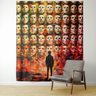Tenture Figure sans visage Foule masquée Impasto Surréalis