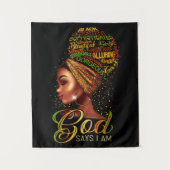 Tenture Fille Afro-Américaine Dieu dit que je suis fierté  (Devant)