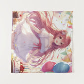 Tenture Fille Anime Anniversaire (Devant (Horizontal))