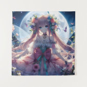 Tenture Fille Anime Fleur Lune Fée (Devant)
