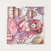 Tenture Fille anime Rose anniversaire (Devant (Horizontal))