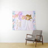 Tenture Fille avec masque Covid Baby Shower toile de fond  (En situation (horizontale))