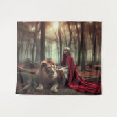 Tenture Fille avec un lion (Devant (Horizontal))