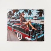 Tenture Fille avec voiture (Devant (Horizontal))