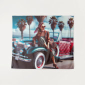 Tenture Fille avec voiture (Devant (Horizontal))