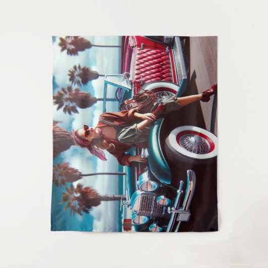 Tenture Fille avec voiture (Devant)