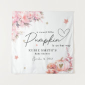 Tenture Fille Baby Shower Feuille d'Or Citrouille Rose Rou (Devant)