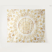 Tenture Fille Blanc Mandala Or Floral (Devant (Horizontal))