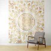 Tenture Fille Blanc Mandala Or Floral (En situation)